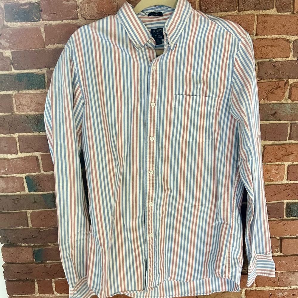 J. Crew Men’s Blue and Red Casual Button Down Shirt